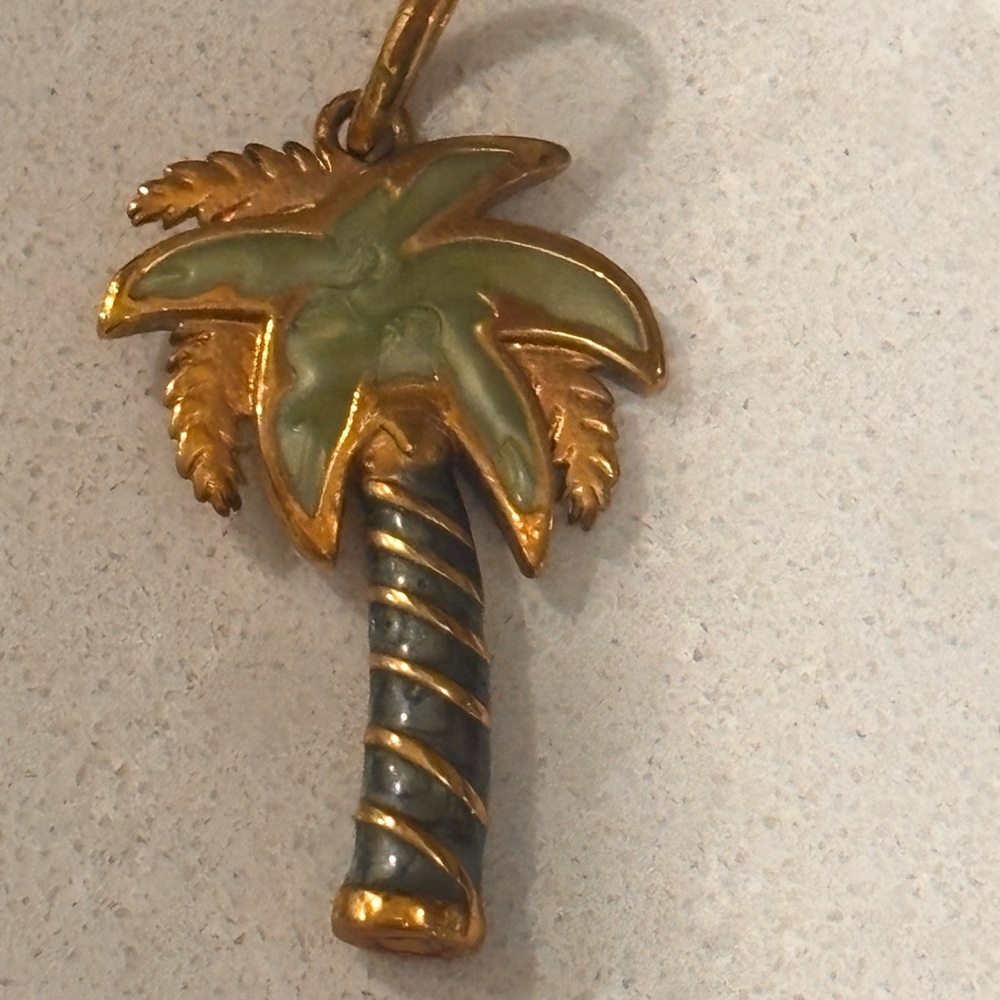 Lauren g Adams Gold and Green Palm Tree Pendant
